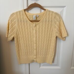 NWOT Joie Butter Yellow Knit Short Sleeve Cardigan M
